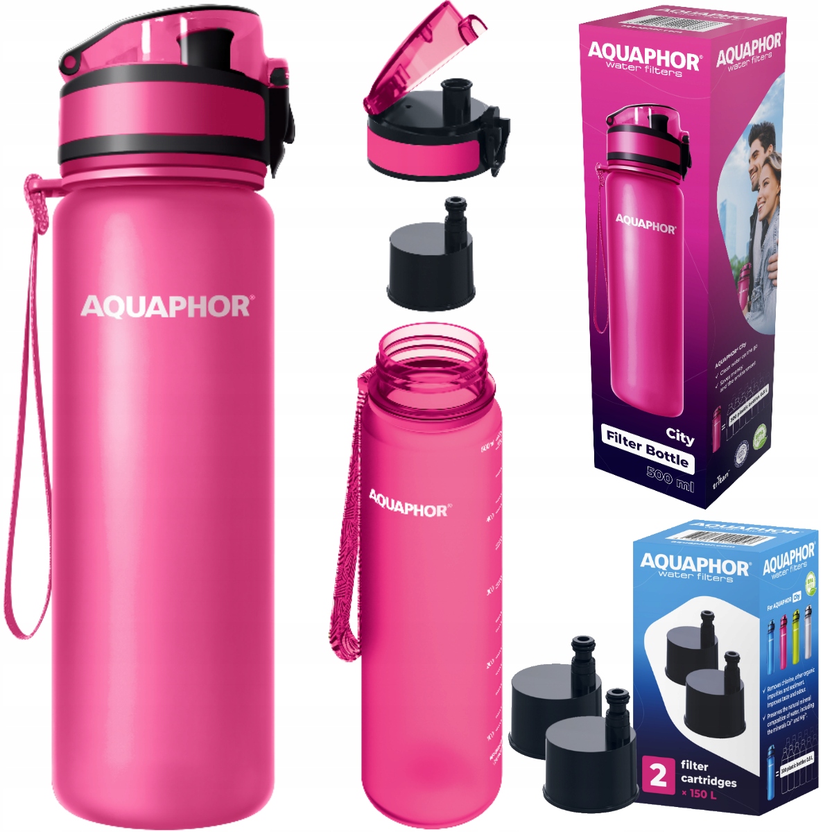 

Butelka filtrująca Aquaphor City różowa 3 filtry