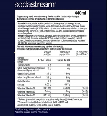 SODASTREAM, napój energetyczny koncentrat 440ml Marka SodaStream