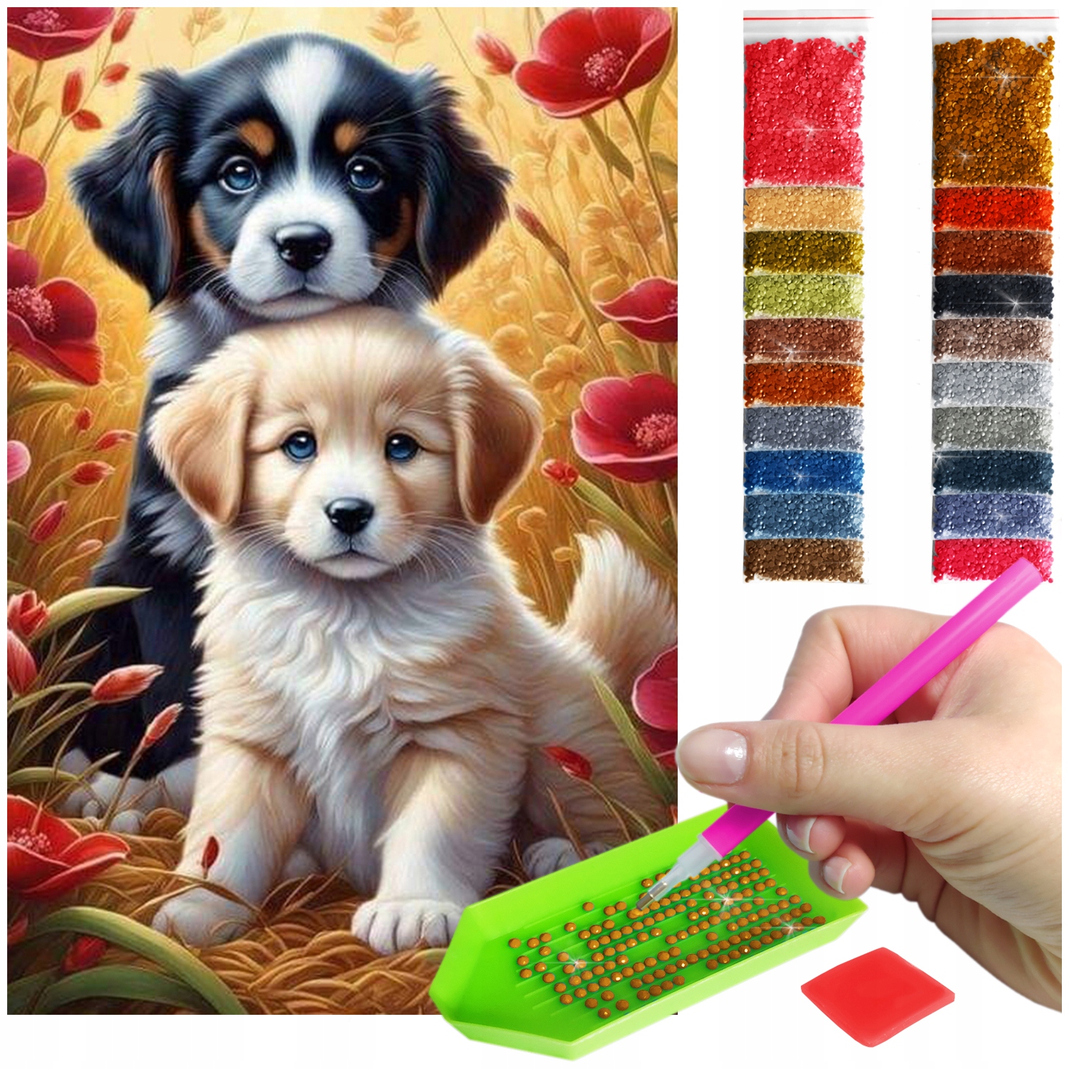 Výšivka Diamantová Diamond Painting mozaika štěně sada příslušenství