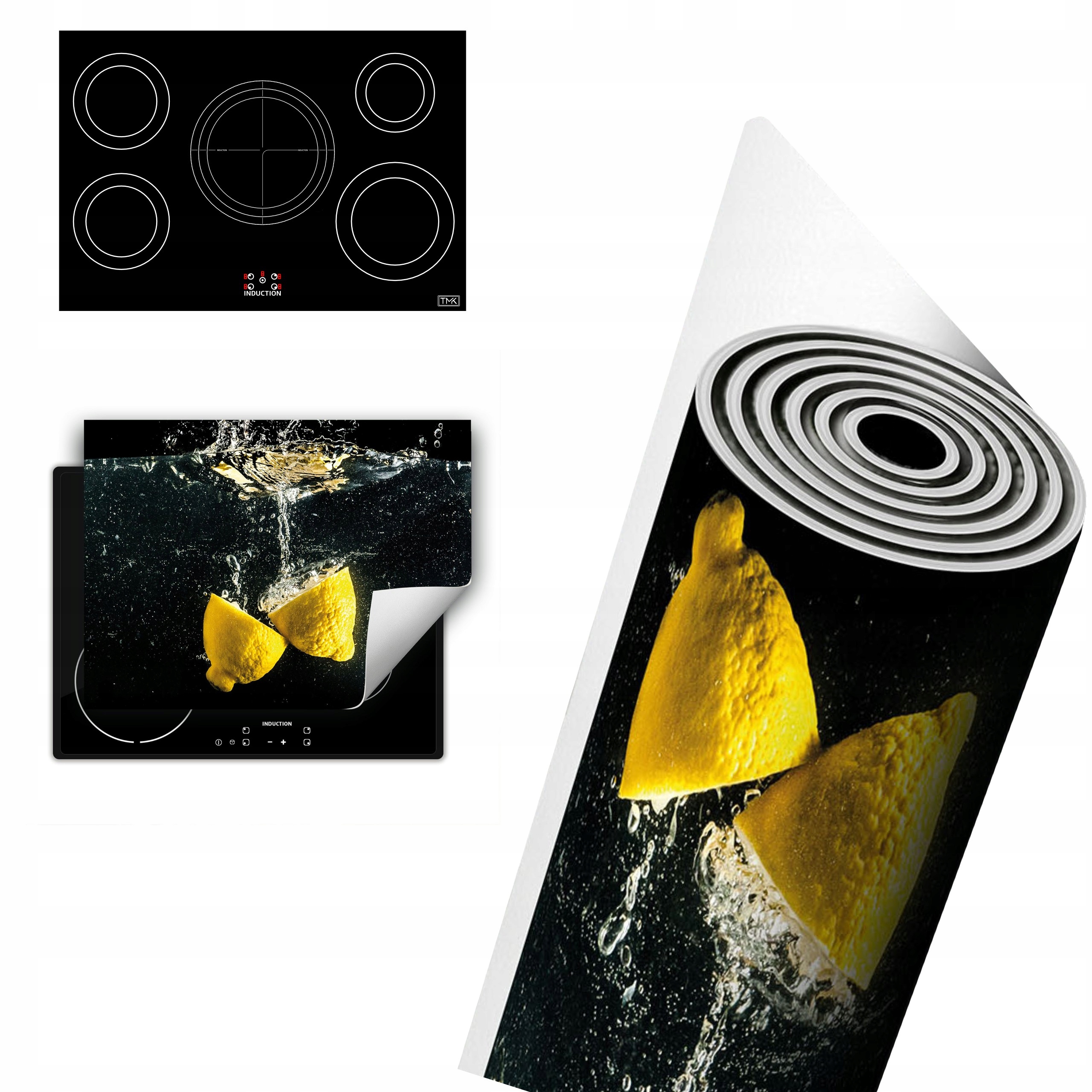 Vinylová Ochrana Na Indukci Deska 80x52 černá citron