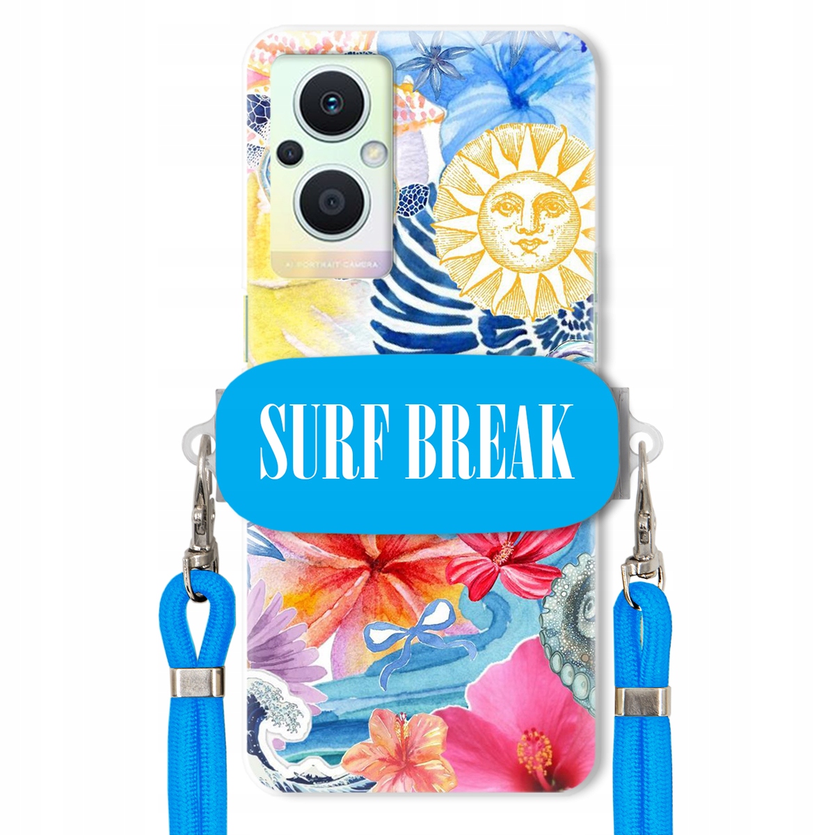 Puzdro pre Oppo Reno 8 Lite Vodítko Crossbody Blue Držiak Surf Break Lata