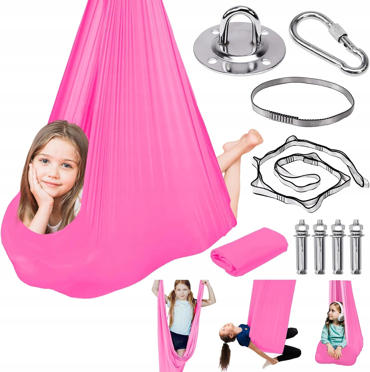 Huśtawka Dla Dzieci Hamak Chusta Sensoryczna Szarfa Akrobatyczna Joga 280CM