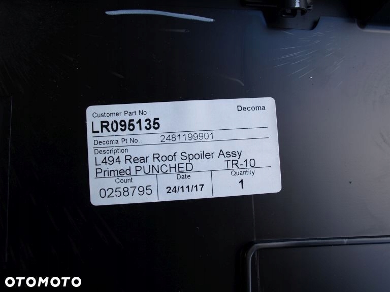 Range Rover Sport SVR Spoiler bonnet rear part rear