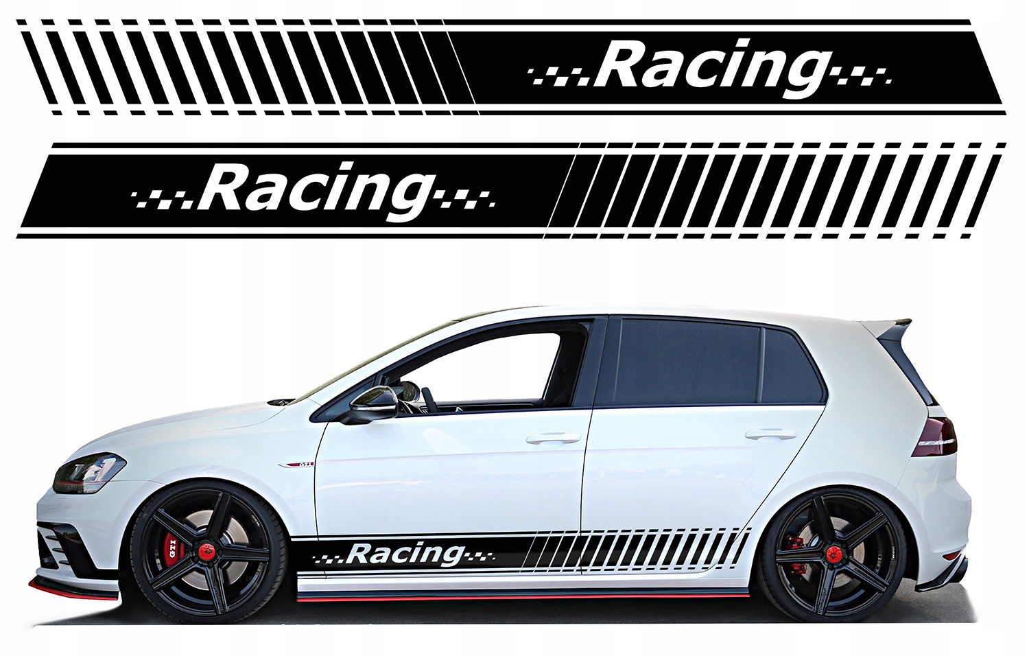 2x Samolepky Grafika na auto bok auta Pásy Pásky Linie Racing 230x22