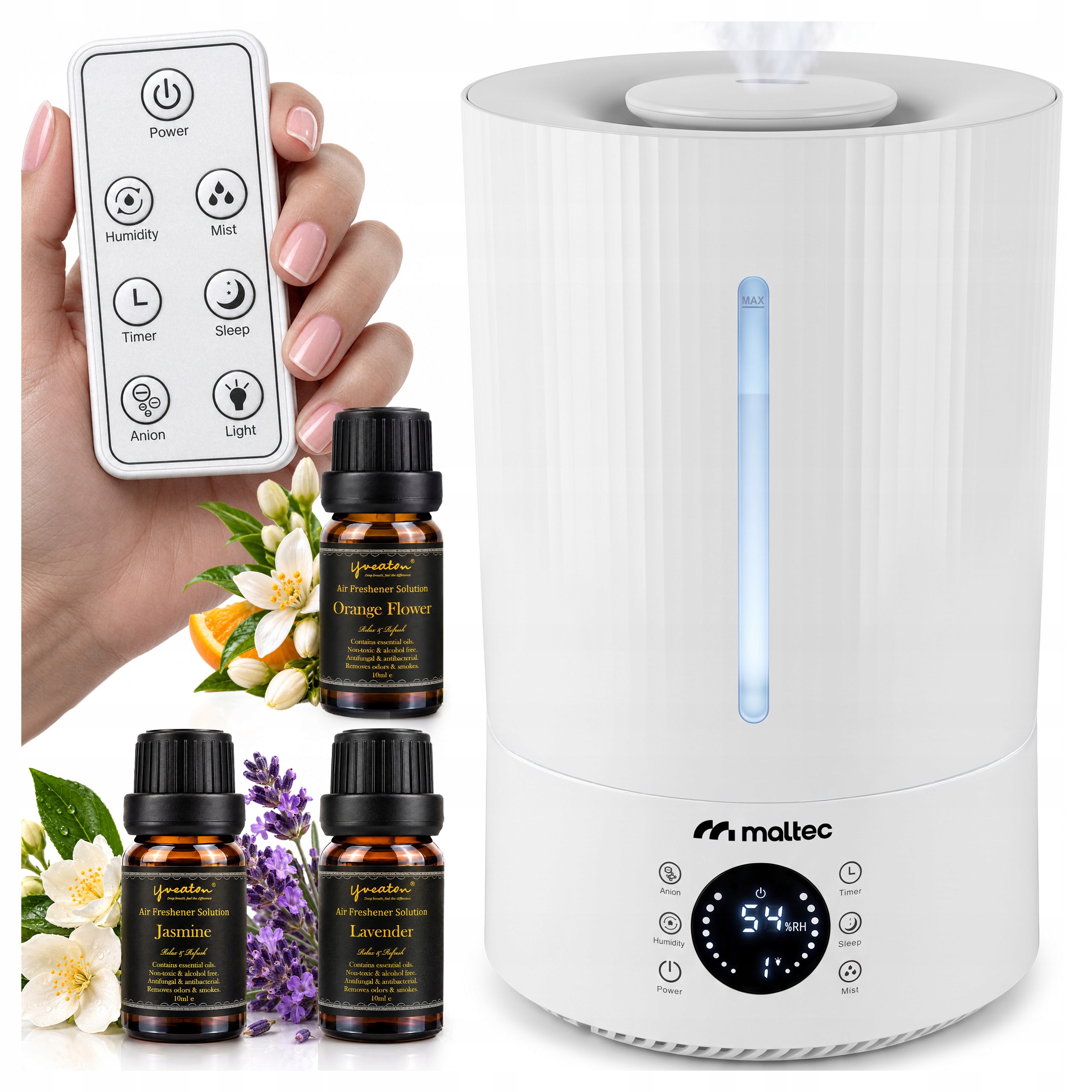 Nawilżacz Powietrza Jonizator 5L Aromaterapia Dyfuzor Olejki Zapachowe 3W1