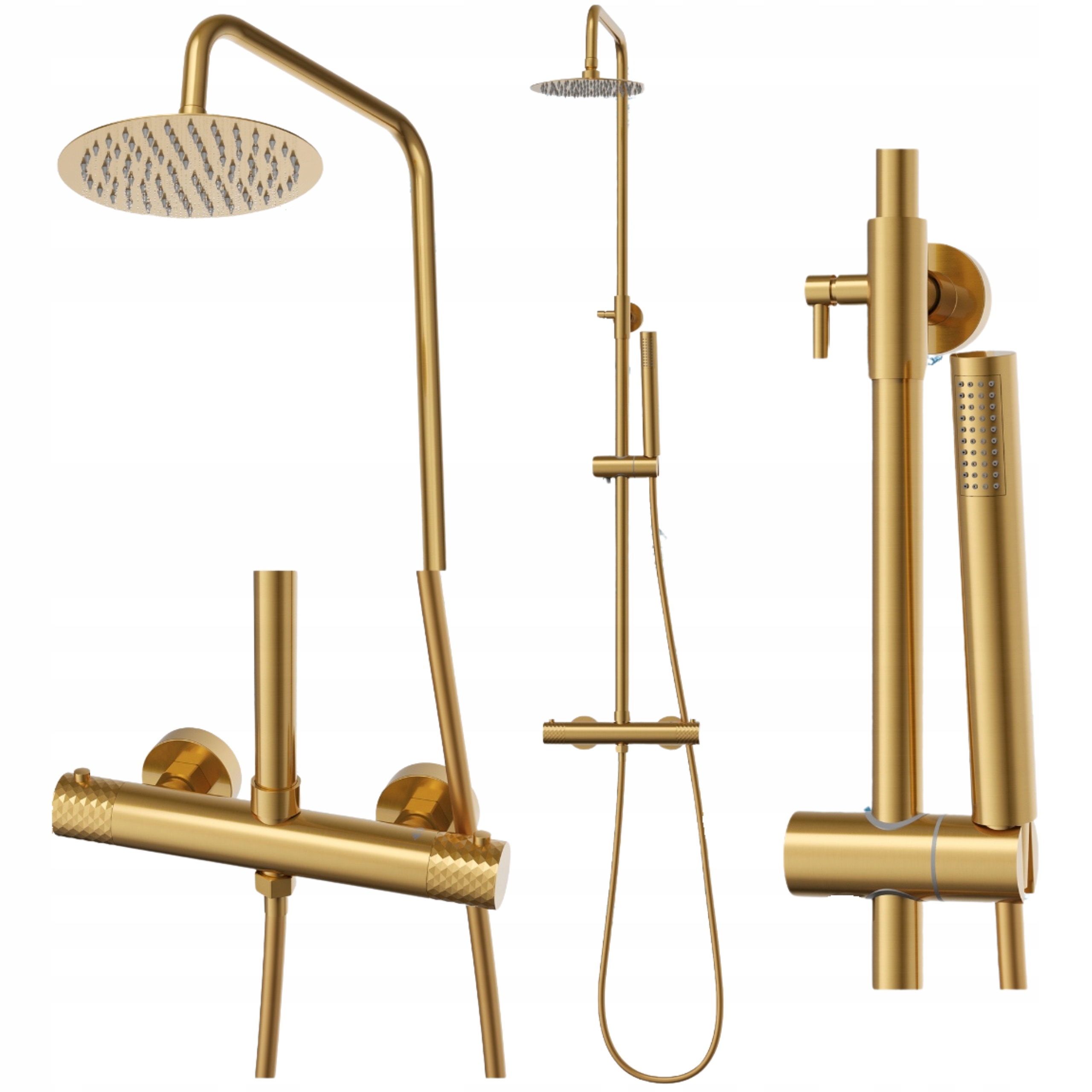 Sada Glami zlatá termostatická sprchová súprava s dažďovou sprchou