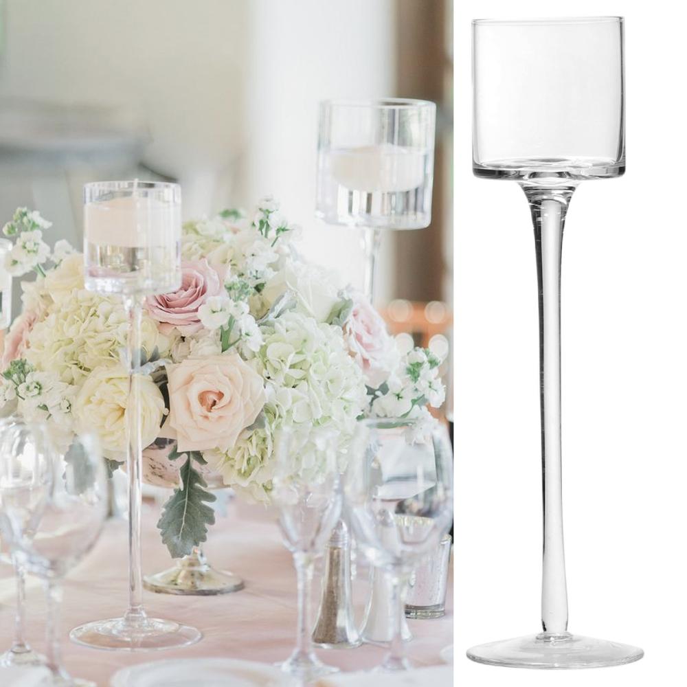 Świecznik Szklany Bankietowy 40cm fi 9cm Marka bez marki