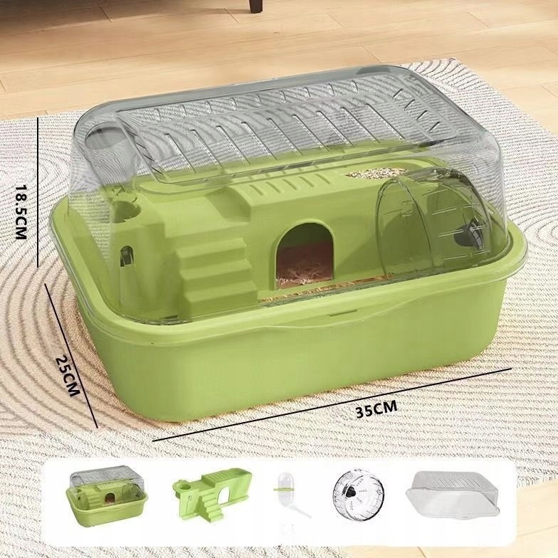Zelená klec pro křečka 35x25x18.5 cm s průhlednou střechou