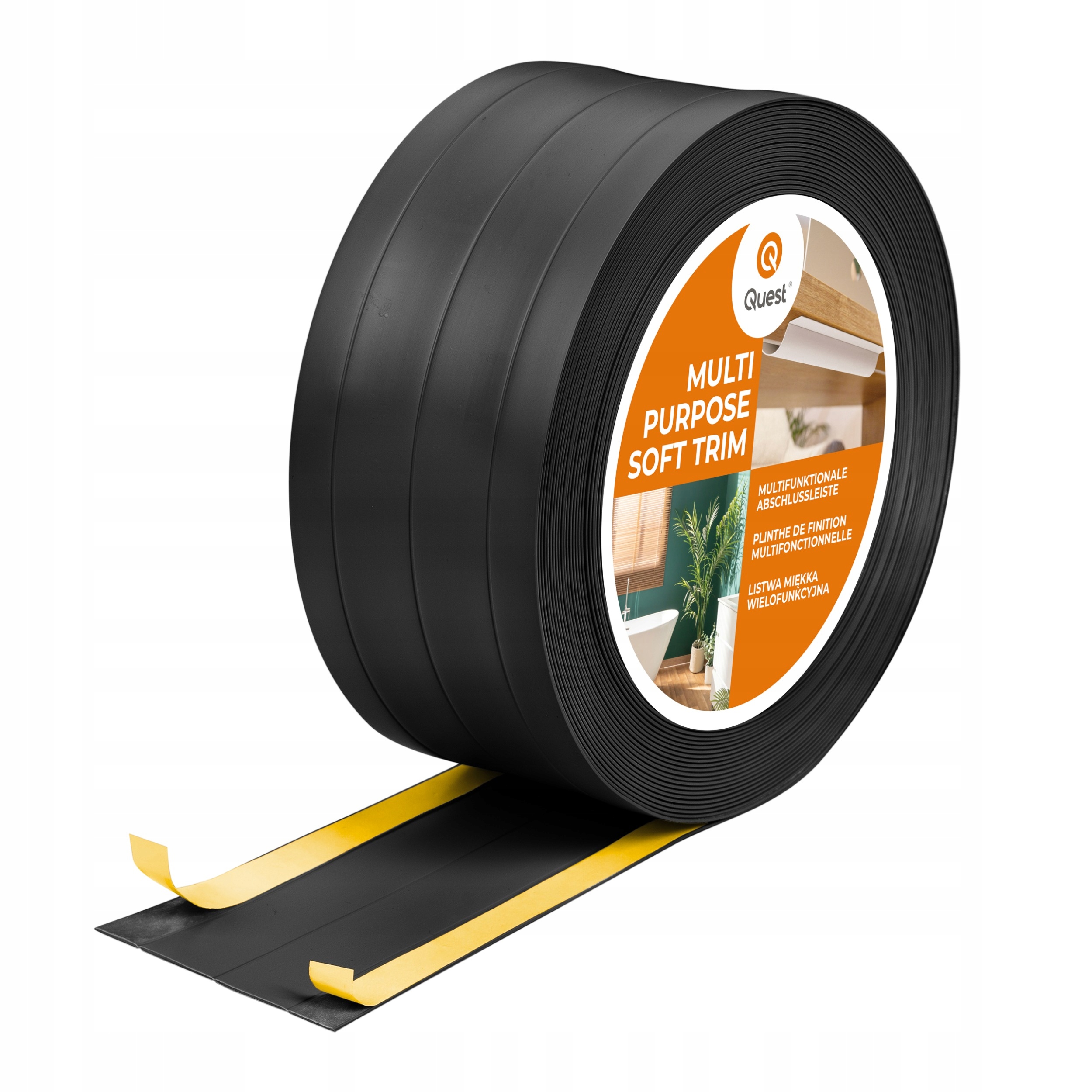 Multifunkčná lišta z Pvc 4in1 samolepiaca, čierna 25 m 95 mm, W3