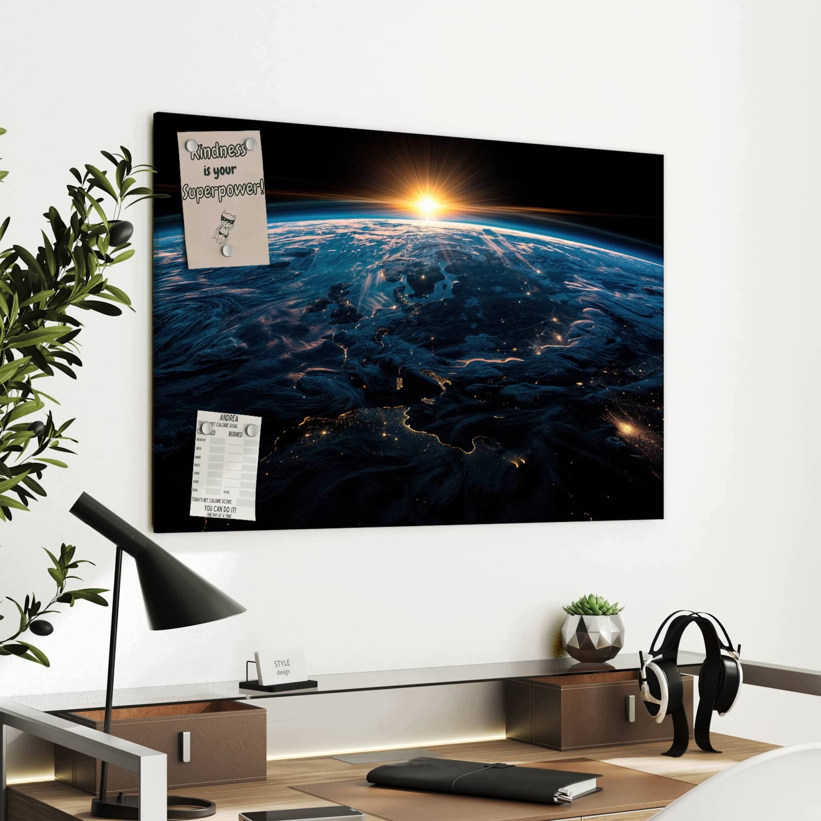 Magnetická tabule Východ slunce Země Panorama 90 × 60 cm