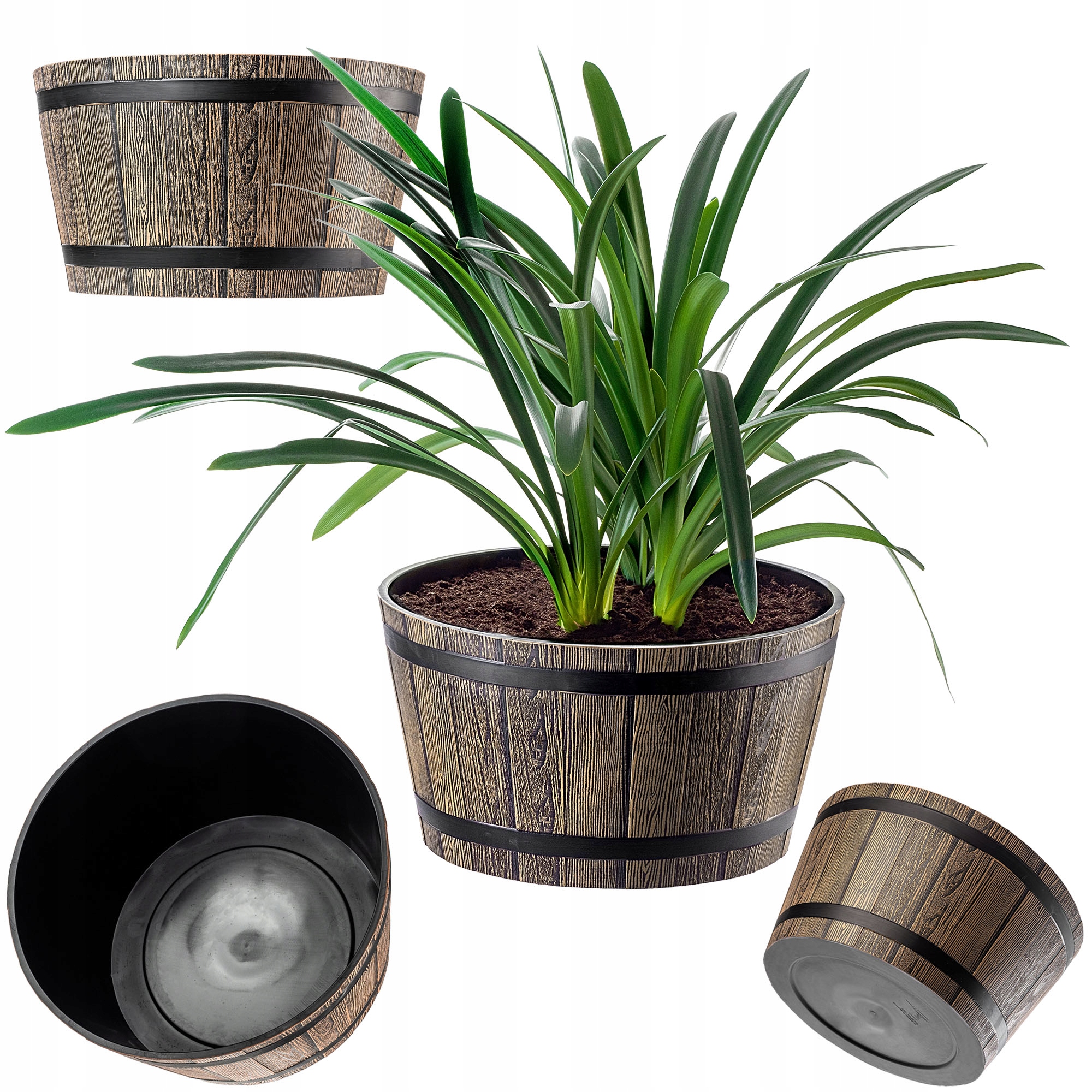 Doniczka Donica Ogrodowa Duża Na Taras Kwiaty 50cm Osłonka Kwietnik Okrągła