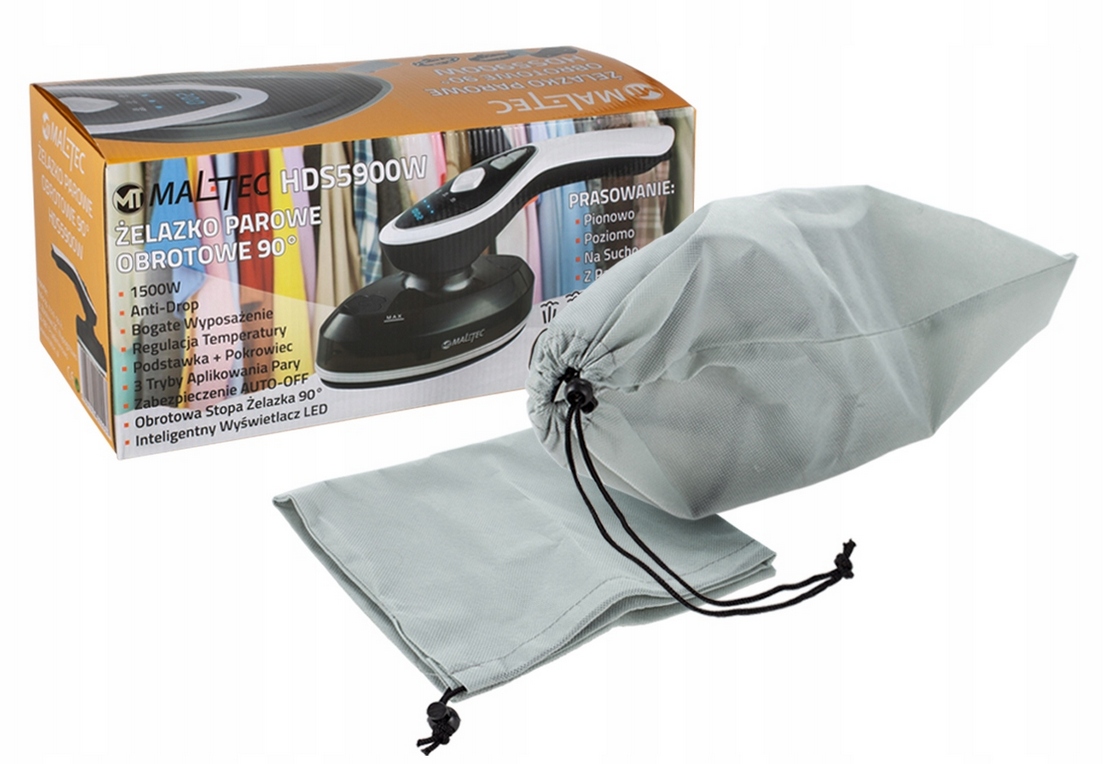 ŻELAZKO PAROWE 2W1 STEAMER DO UBRAŃ PAROWNICA PRASOWANIE W PIONIE 1500W Wytwarzanie pary 23 g/min