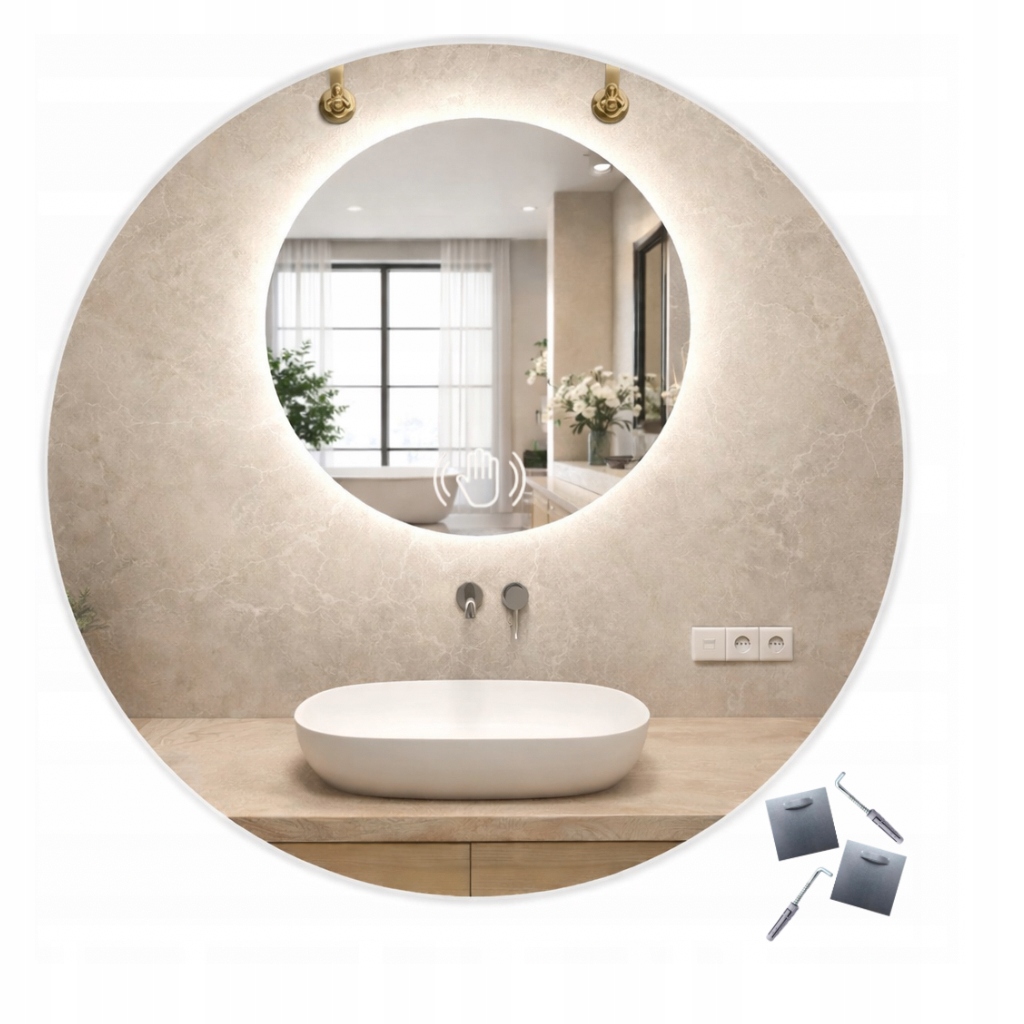 Okrúhle Zrkadlo Led 50 cm So Senzorickým Vypínačom Na Pohyb Led Cob Zrkadlo