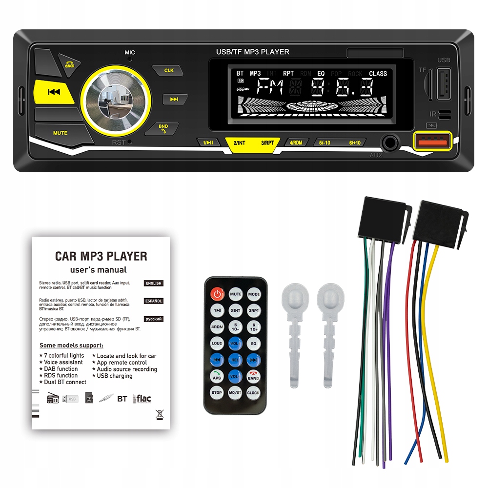 

Radio Samochodowe Bluetooth 1DIN Usb Aux Tf Pilot