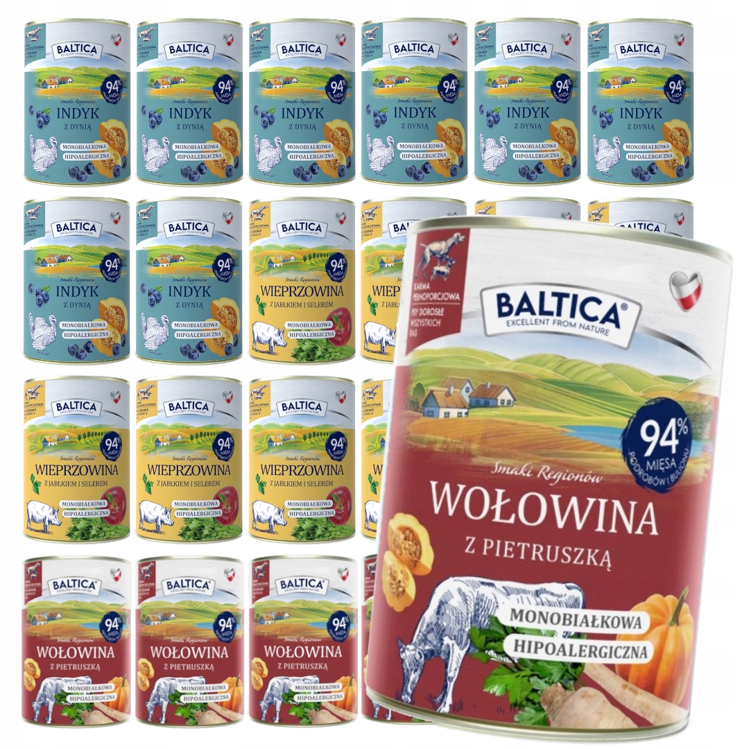 Levně Baltica 24x400g Monoproteinové Vlhké Krmivo Hovězí a Krůtí Krůta