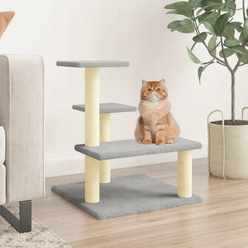 Levně Petrashop Škrabadlo pro kočky se sisalovými sloupky světle šedé 61 cm Šedá