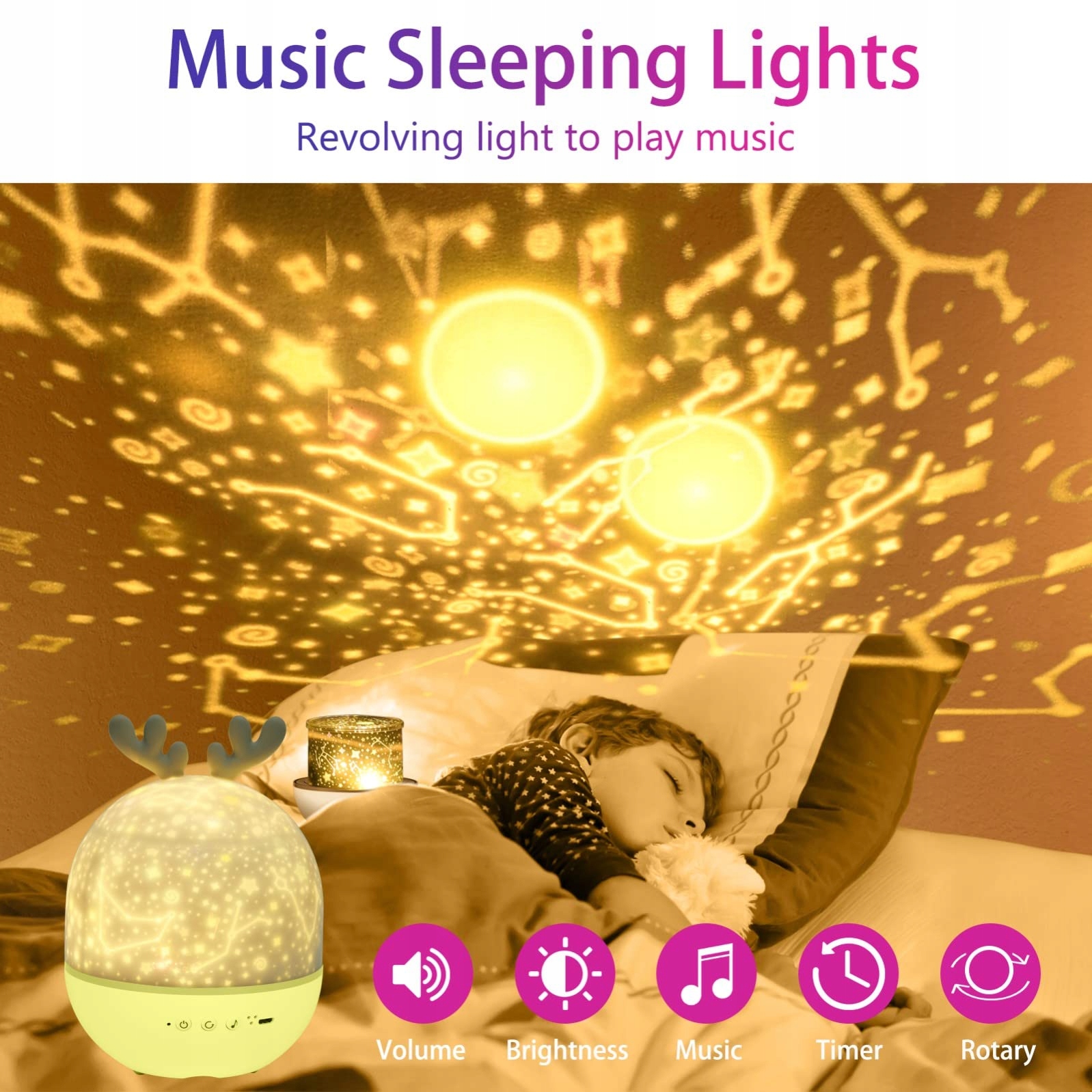 URAQT Lampka Nocna LED Projektor Gwiazd Kosmos — miniatura 4