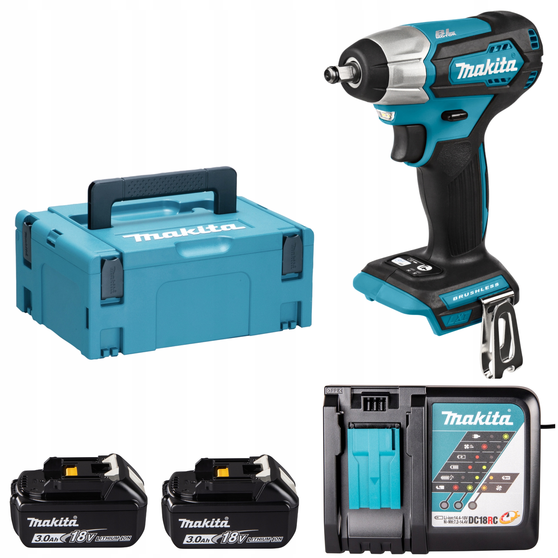 Makita DTW180RFJ Rázový Uťahovák Akumulátorový 3/8" 180Nm 18V 2x3Ah Nabíjačka