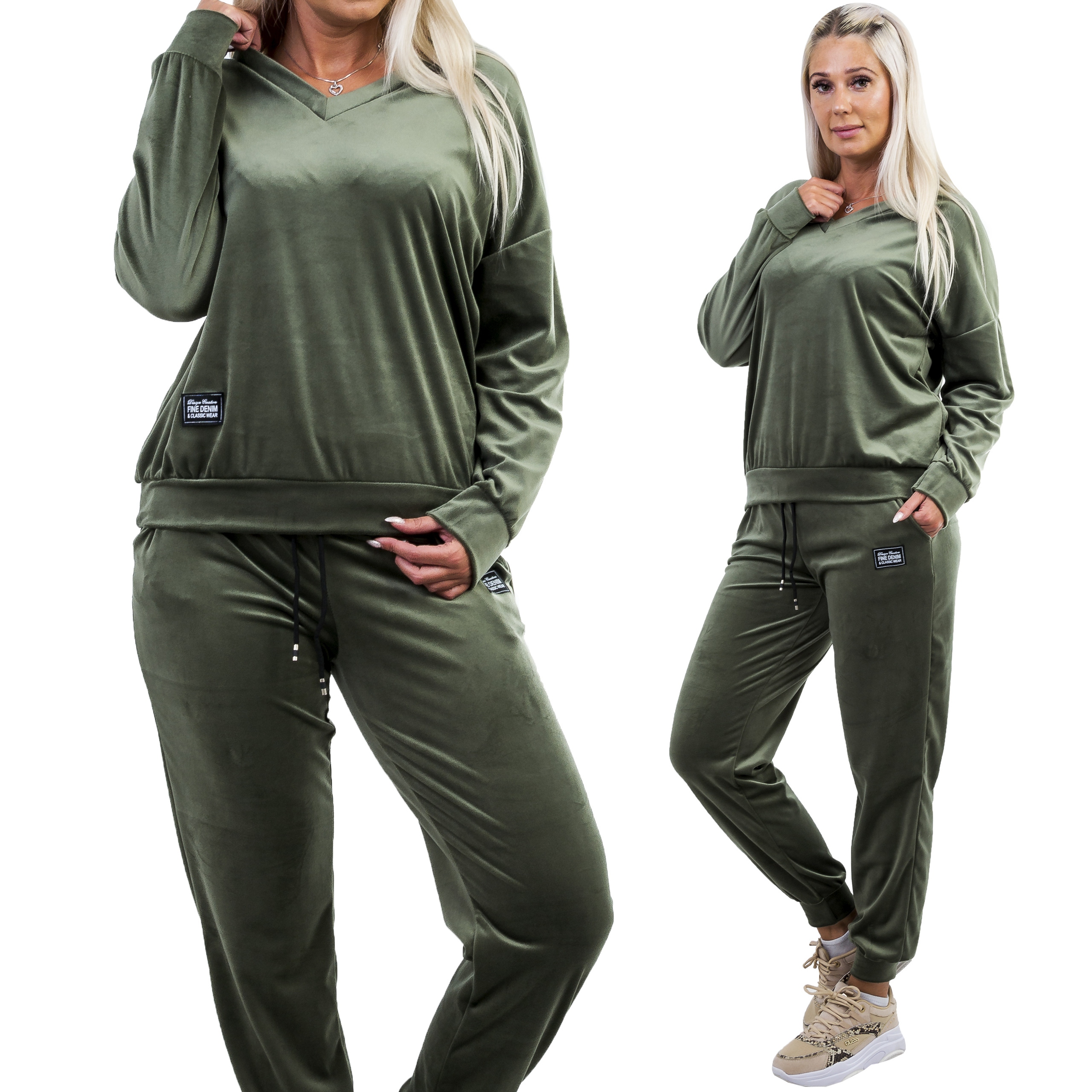 Z407 Teplákovka Velurový S Nášivkou Khaki vel. 54 (7XL)