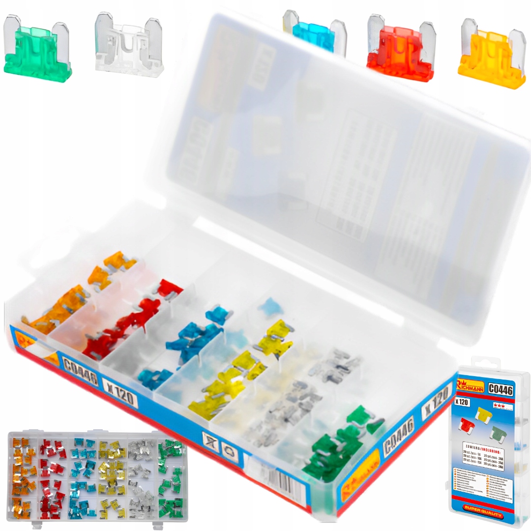 ZESTAW KOMPLET BEZPIECZNIKÓW SAMOCHODOWYCH MIKRO 120 SZT/MIX RICHMANN C0446