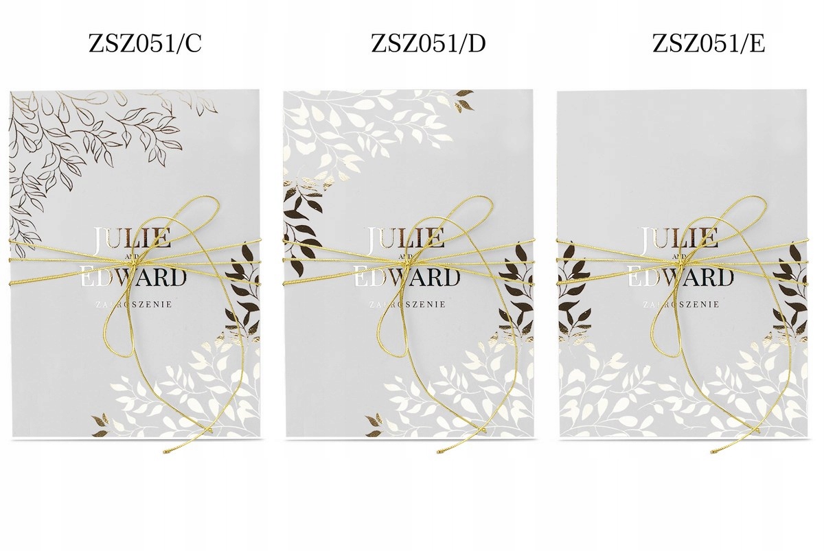ZAPROSZENIA ŚLUBNE ZŁOTE SREBRNE ŚLUB ROSE GOLD Zdobienie sznurek