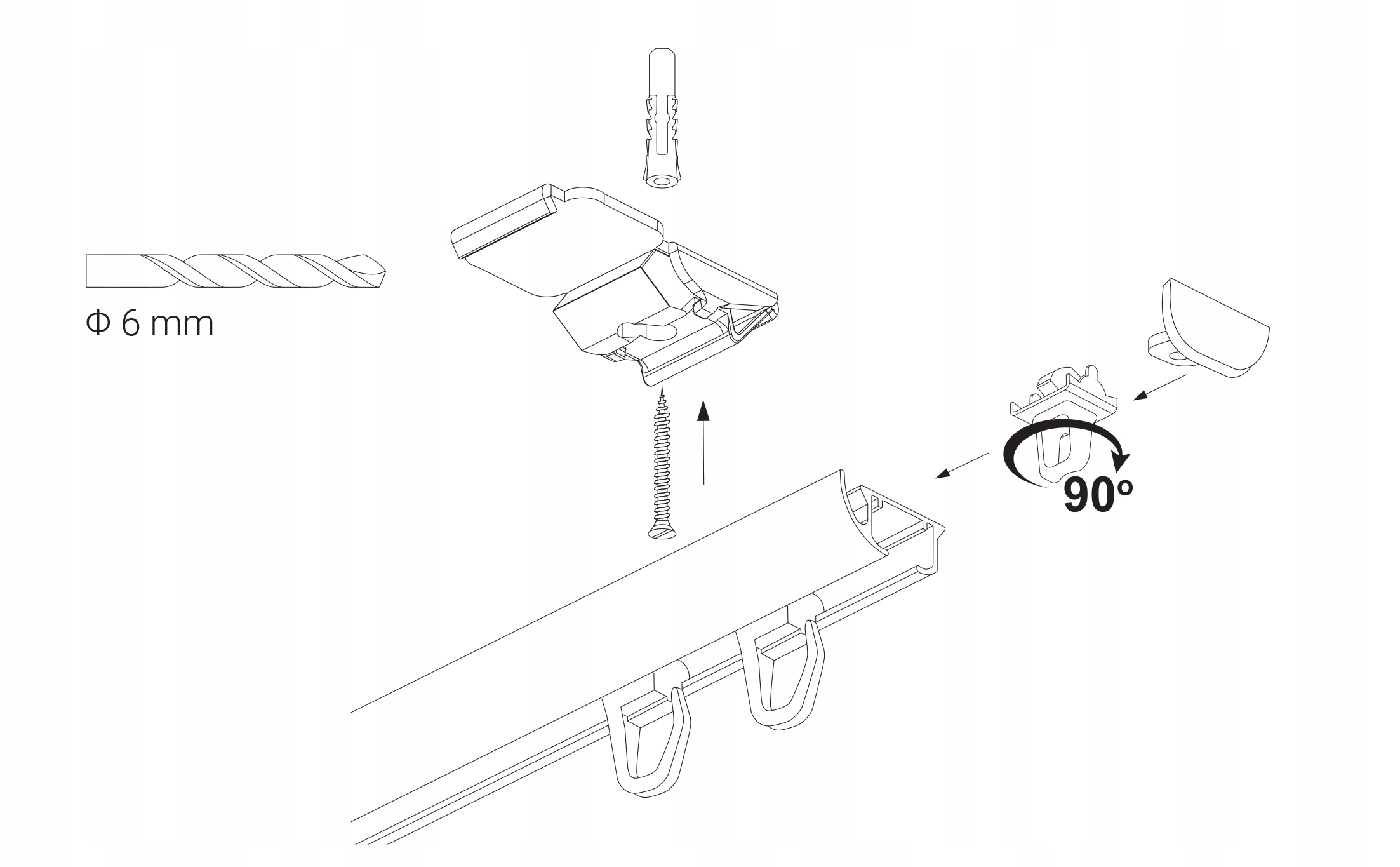 Szyna Karniszowa pojedyncza Zestaw Czarny ZD-250cm Marka Creativa