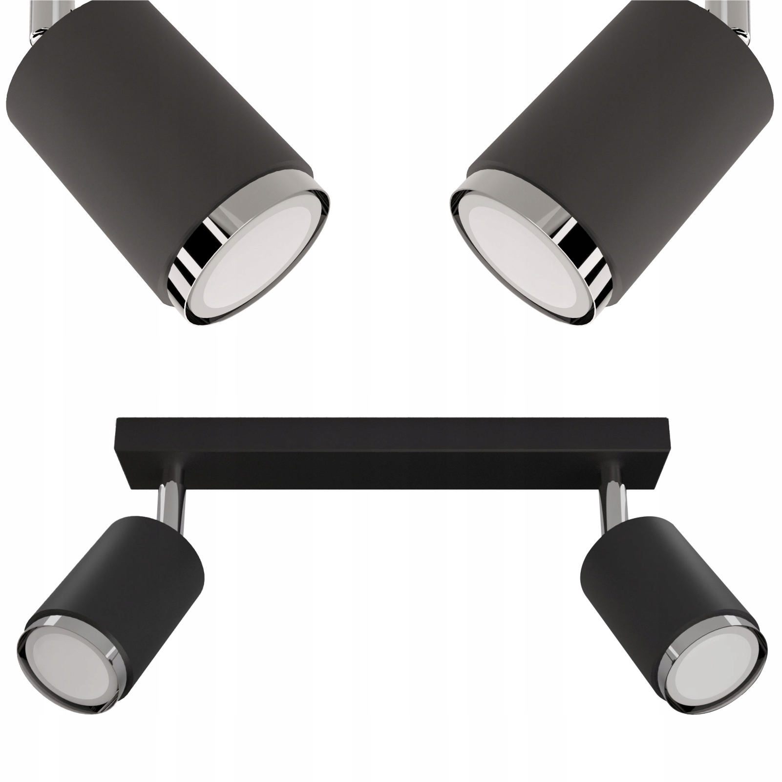 Závěsná kovová lampa Stropní Svítidlo Cerlux Idun Černá Stříbrná 2x 40W 2x GU10