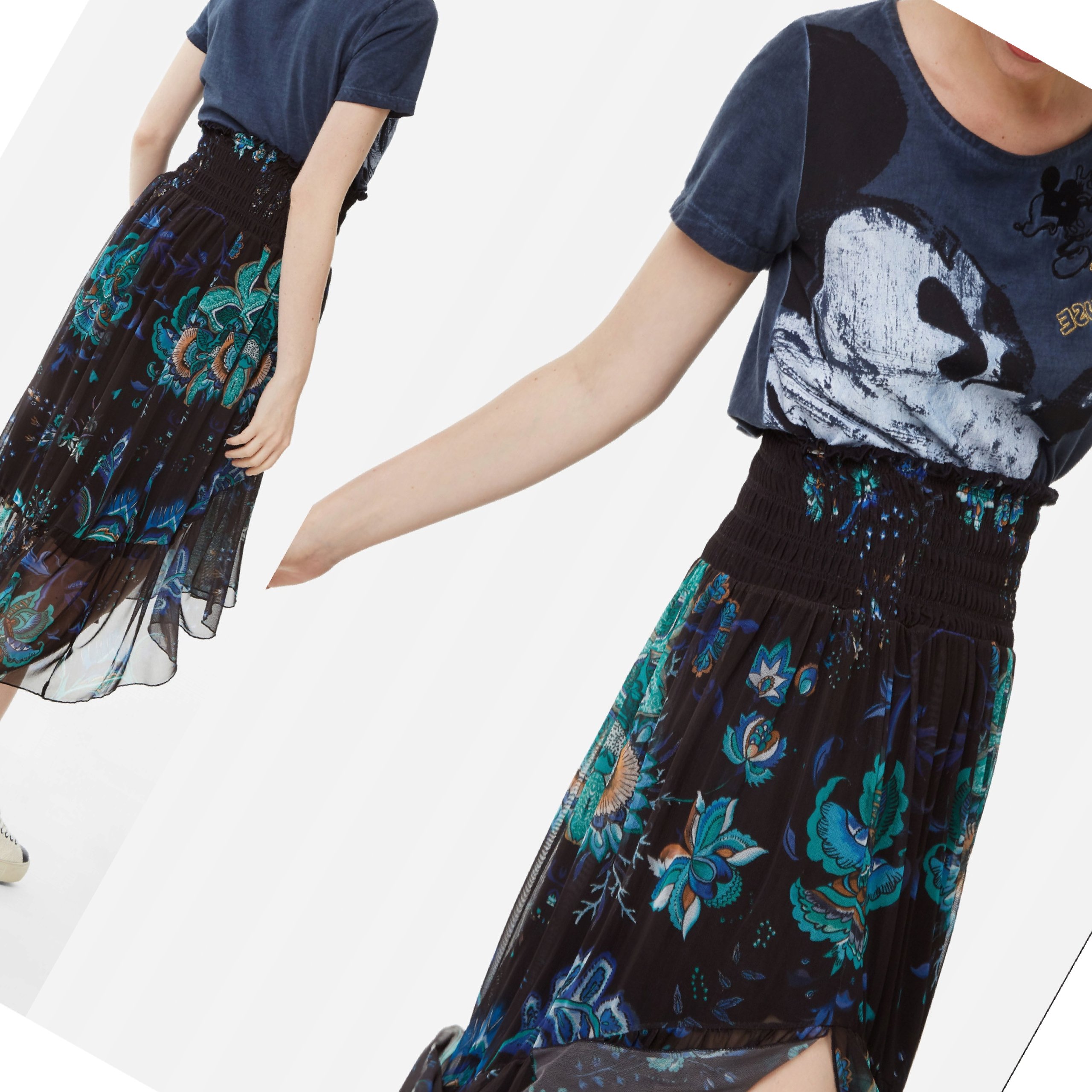 Sukně Desigual Květiny Boho Vzdušná Letní L 40