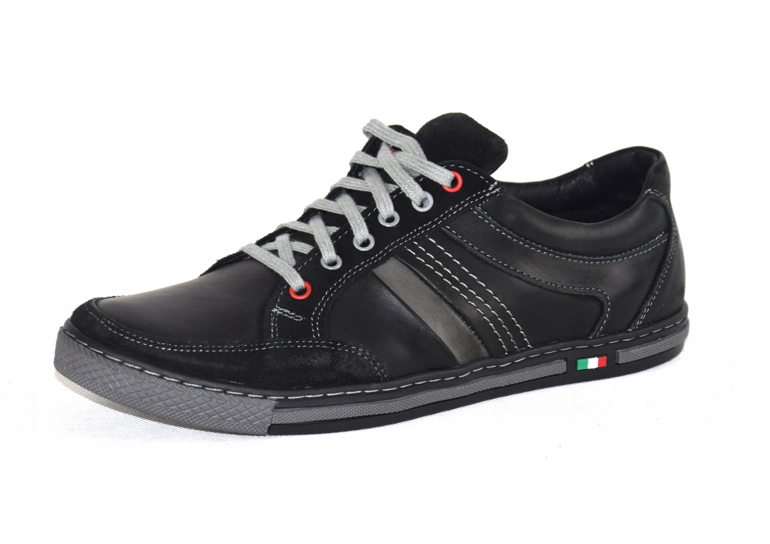 

Półbuty męskie czarne trampki casual skóra Pl 278