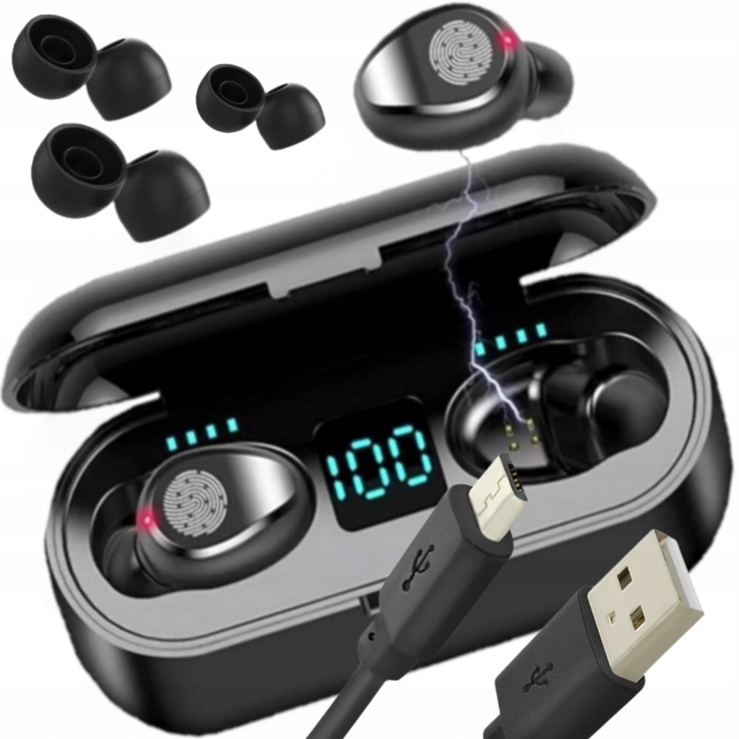 SŁUCHAWKI BEZPRZEWODOWE BLUETOOTH MIKROFON POWERBANK do IPHONE SAMSUNG OPPO