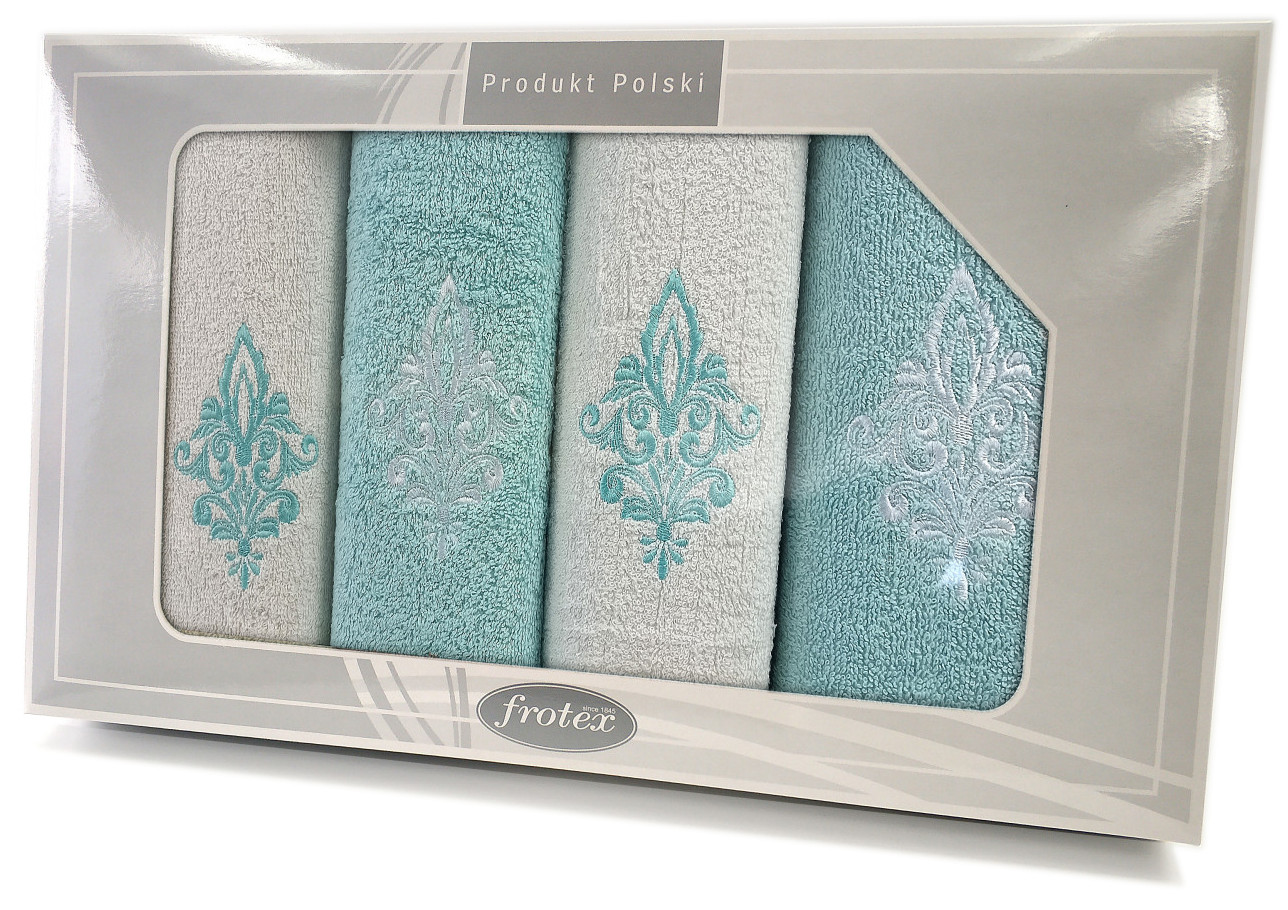 

Komplet 4 ręczników Gift 50 70 Greno biały aqua w5