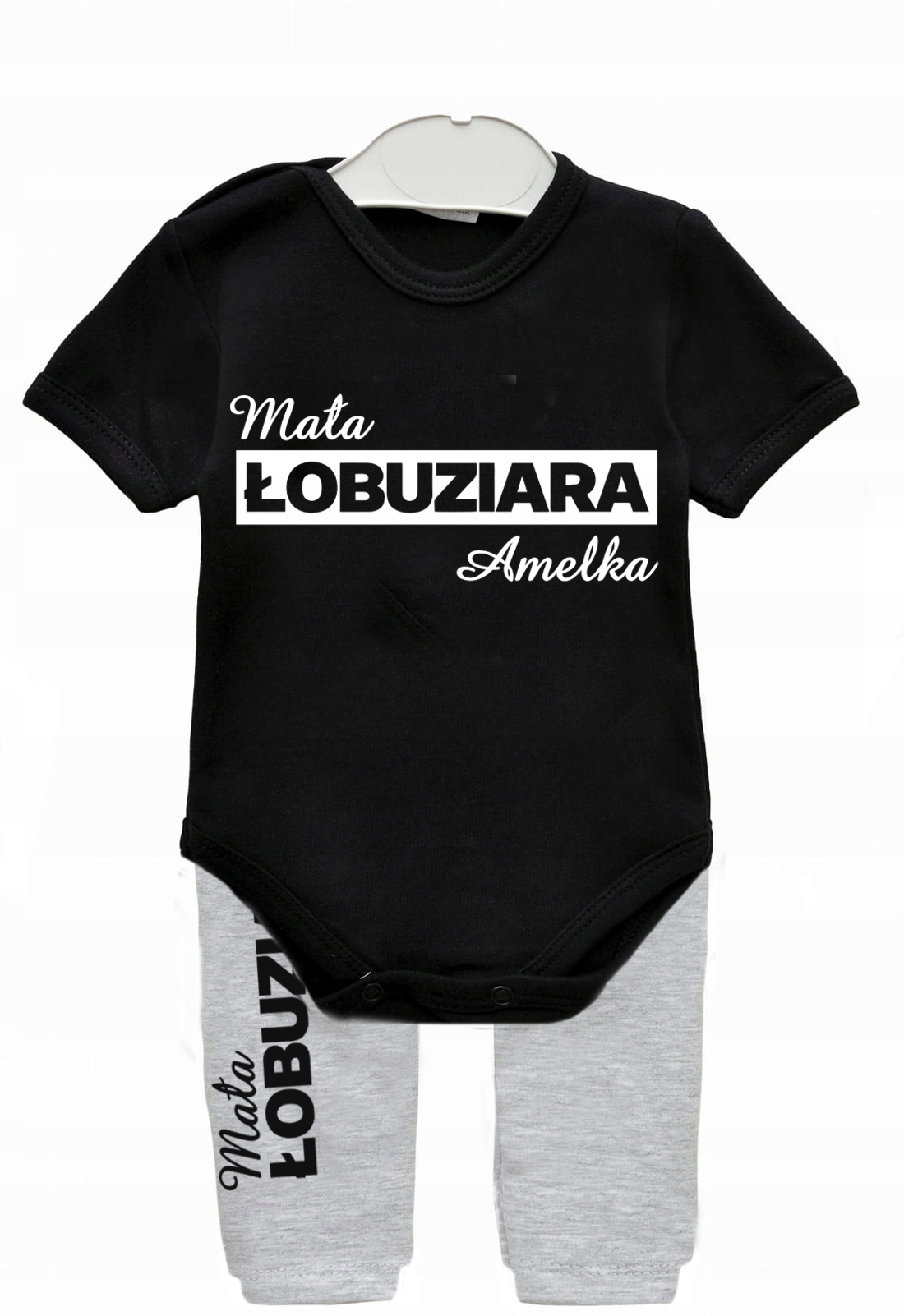 Komplet body spodnie Mała ŁOBUZIARA IMIĘ 62 Rozmiar 62