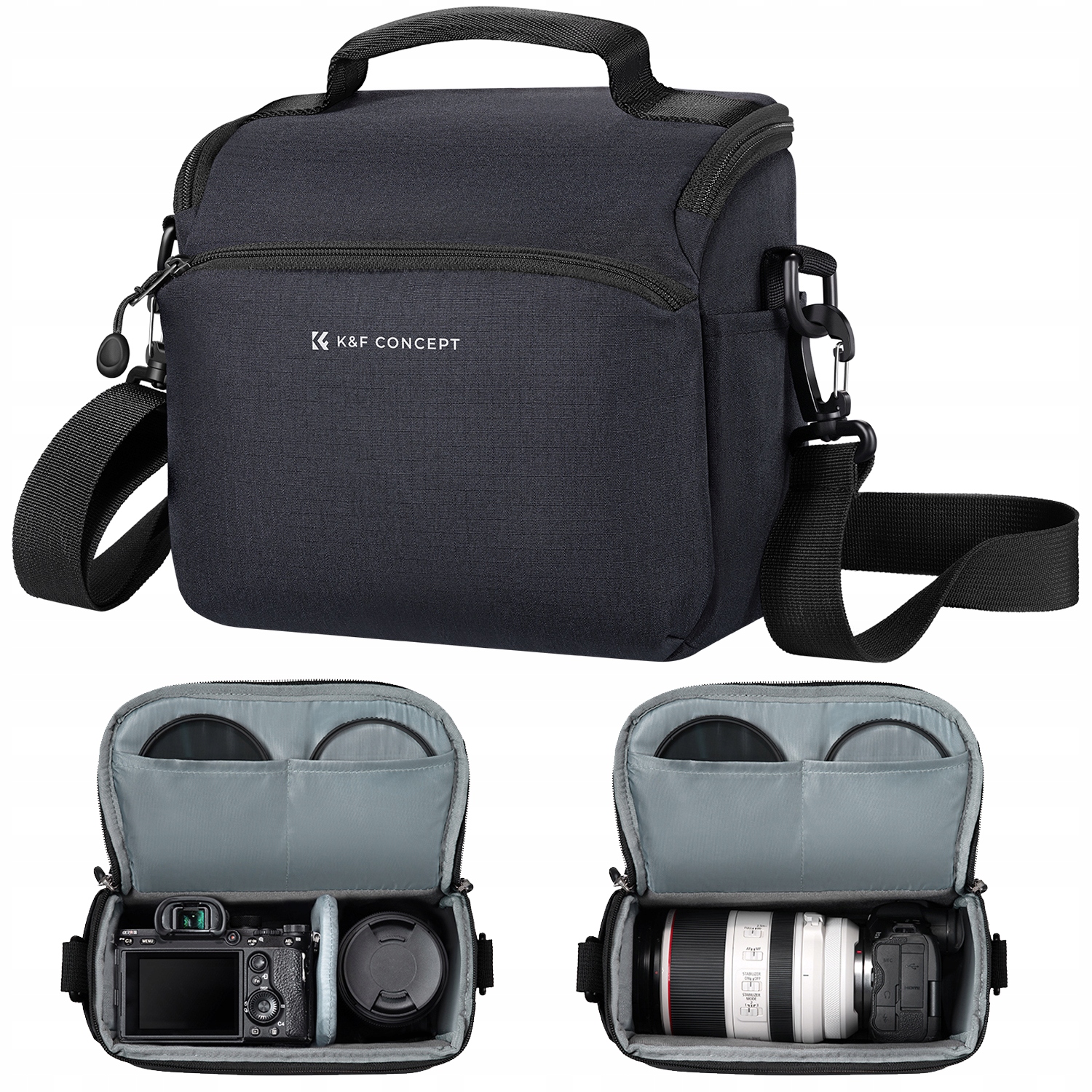 Torba Fotograficzna na Aparat Kamerę Damska Na ramię Stylowa Deep Blue K&f