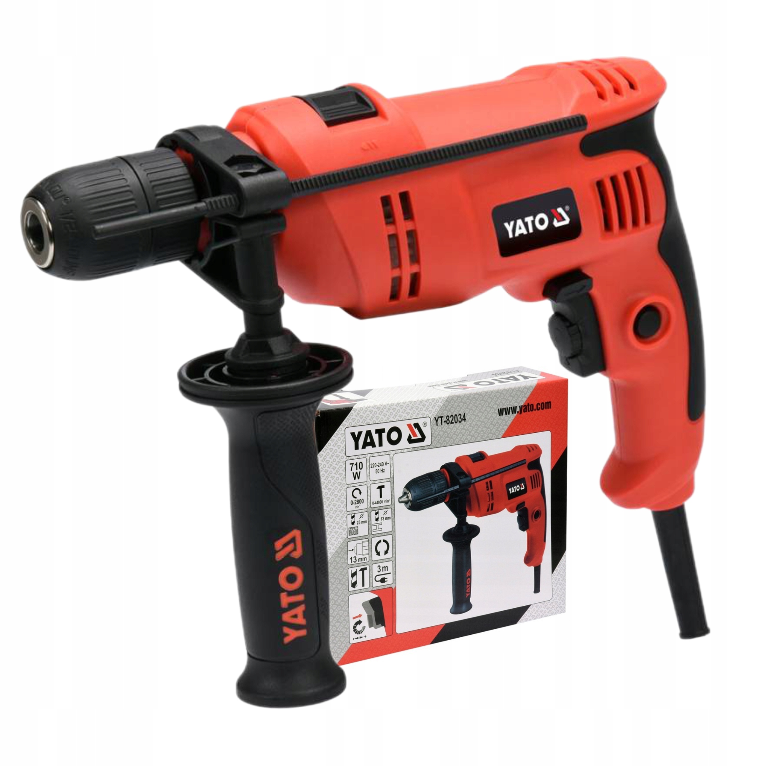 YATO WIERTARKA UDAROWA 710W UCHWYT 13MM REGULACJA OBROTÓW PR/LE YT-82034