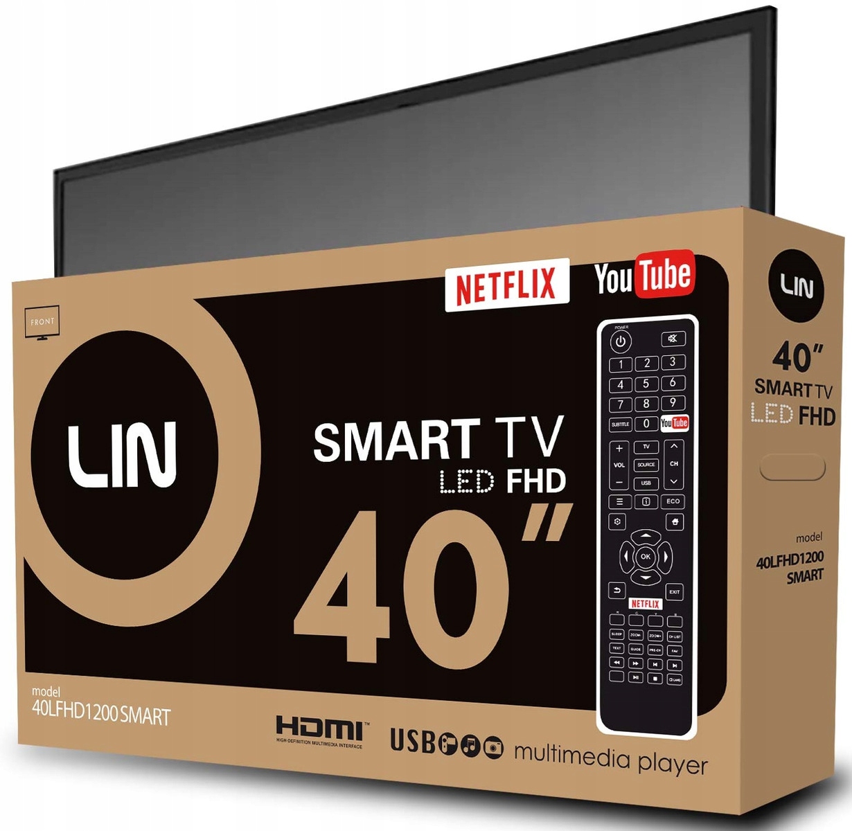 Telewizor LIN 40LFHD1200 LED Full HD SMART DVB-T2 Rozdzielczość ekranu (px) 1920 x 1080