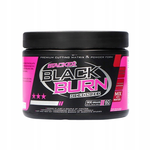 Spalovač tuků STACKER2 Black Burn 300 g Termogenik Kofein 300 mg 60 dní