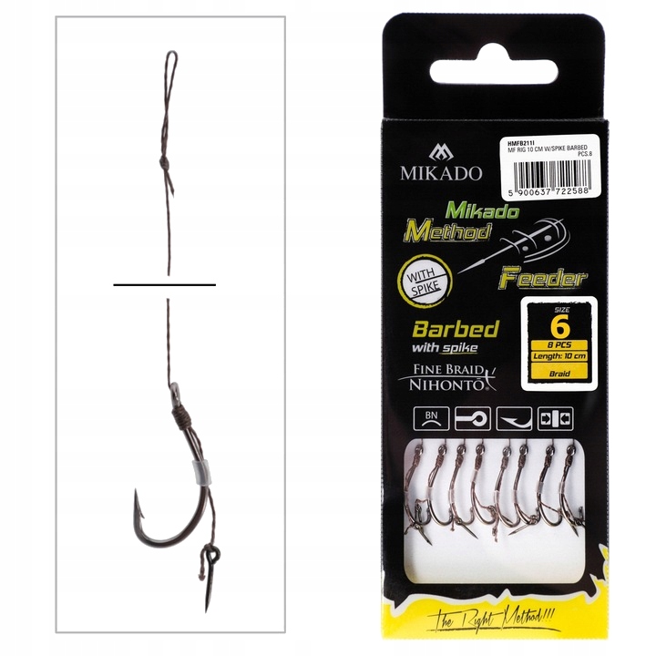 Haczyki Method Feeder Mikado Plecionka Igła II nr 6