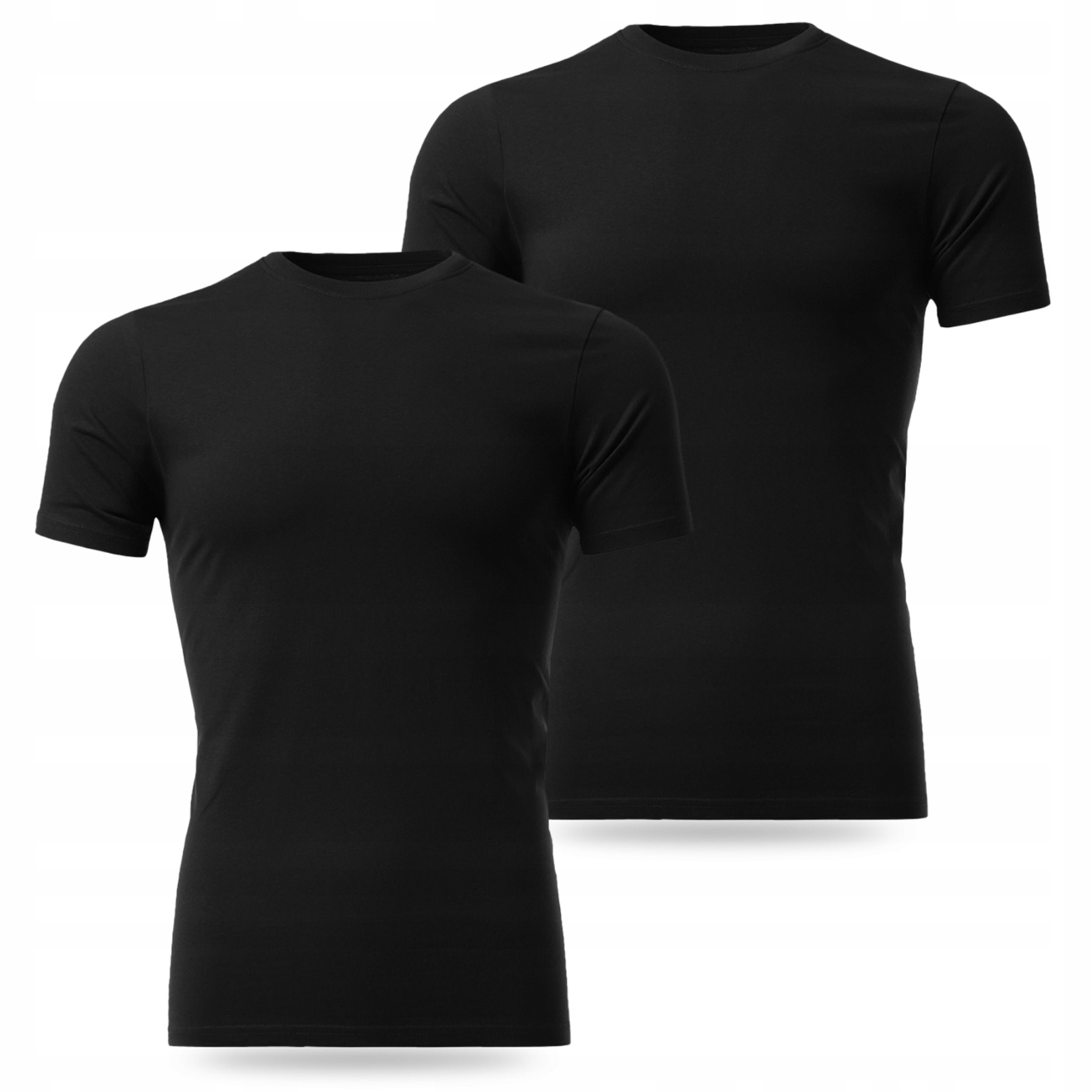 2x T-SHIRT CZARNY MĘSKI KOSZULKA KRÓTKI RĘKAW BAWEŁNIANY KLASYCZNY MORAJ L
