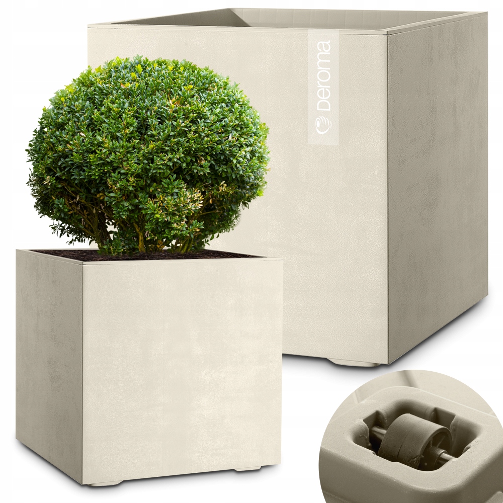 Donica Doniczka Deroma Efekt Betonu Na Kółkach 49CM Cubo Millennium Perłowa
