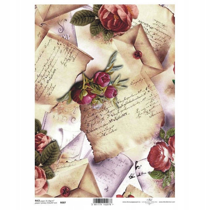 Papier Ryżowy A4 do decoupage ITD-R0007 listy kwia