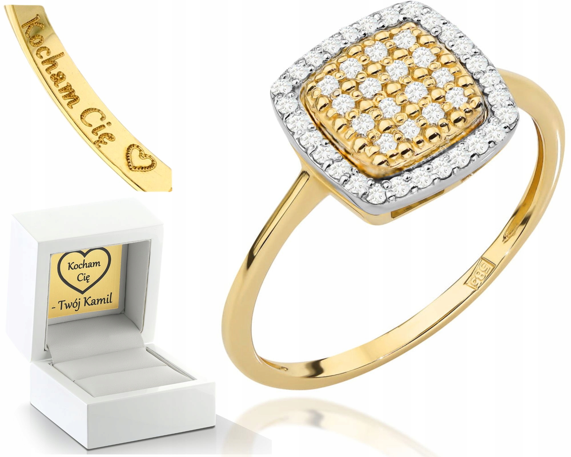 Prstýnek 585 S Brilianty 0,28 Ct Gravírování Bonus Jako Dárek Pro Ženu