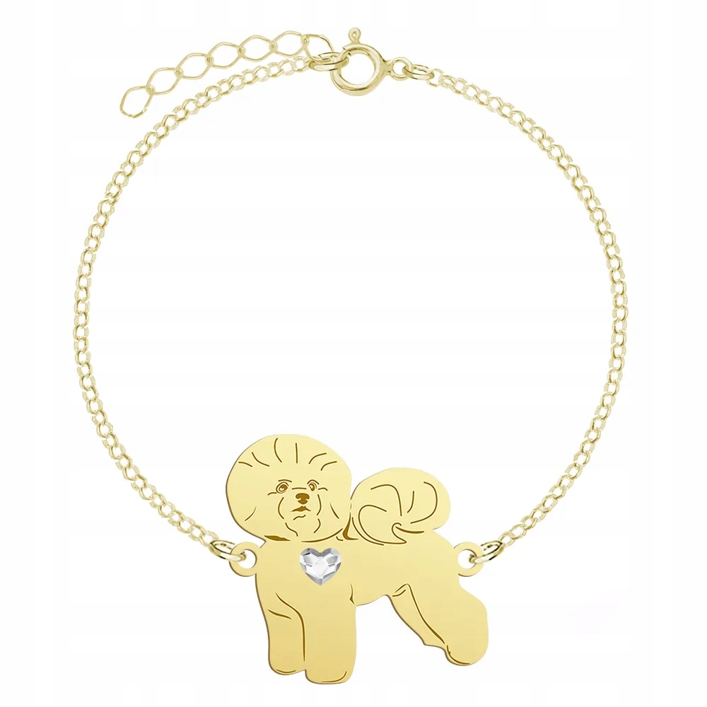 Zlatý náramek s psem Bichon Frise 925 Šperky Žena Gravírování Bonus