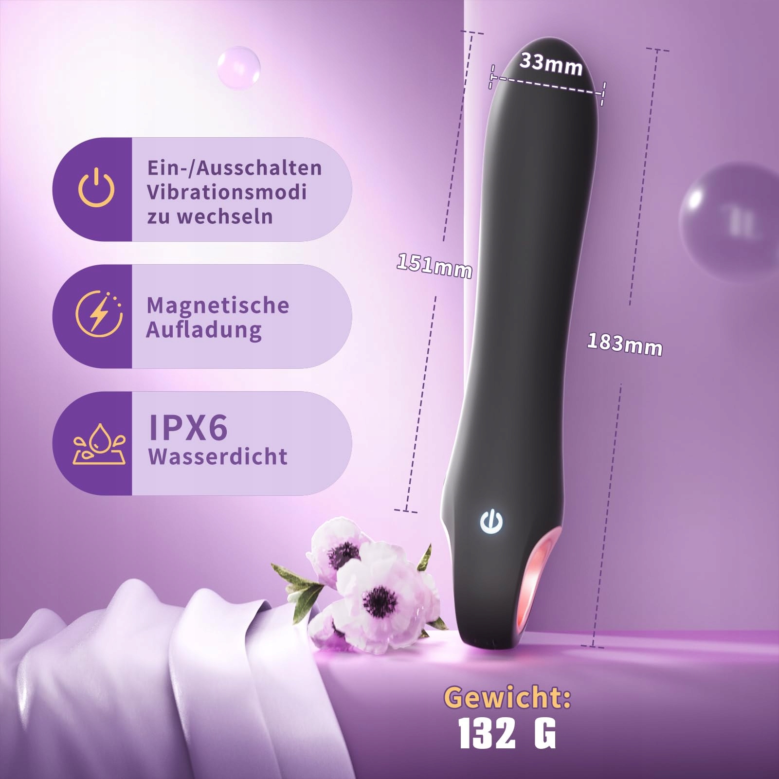 DILDO VIBRATOR Zestaw Wibratorów Dla Kobiet Cichy Masażer Czarny — miniatura 6