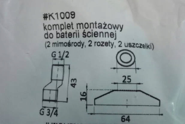 Krzywki, rozety, uszczelki - zestaw montażowy