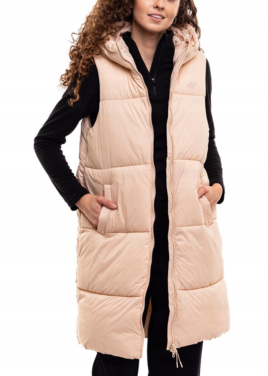 4F dámská dlouhá vesta s kapucí péřová vesta vel M