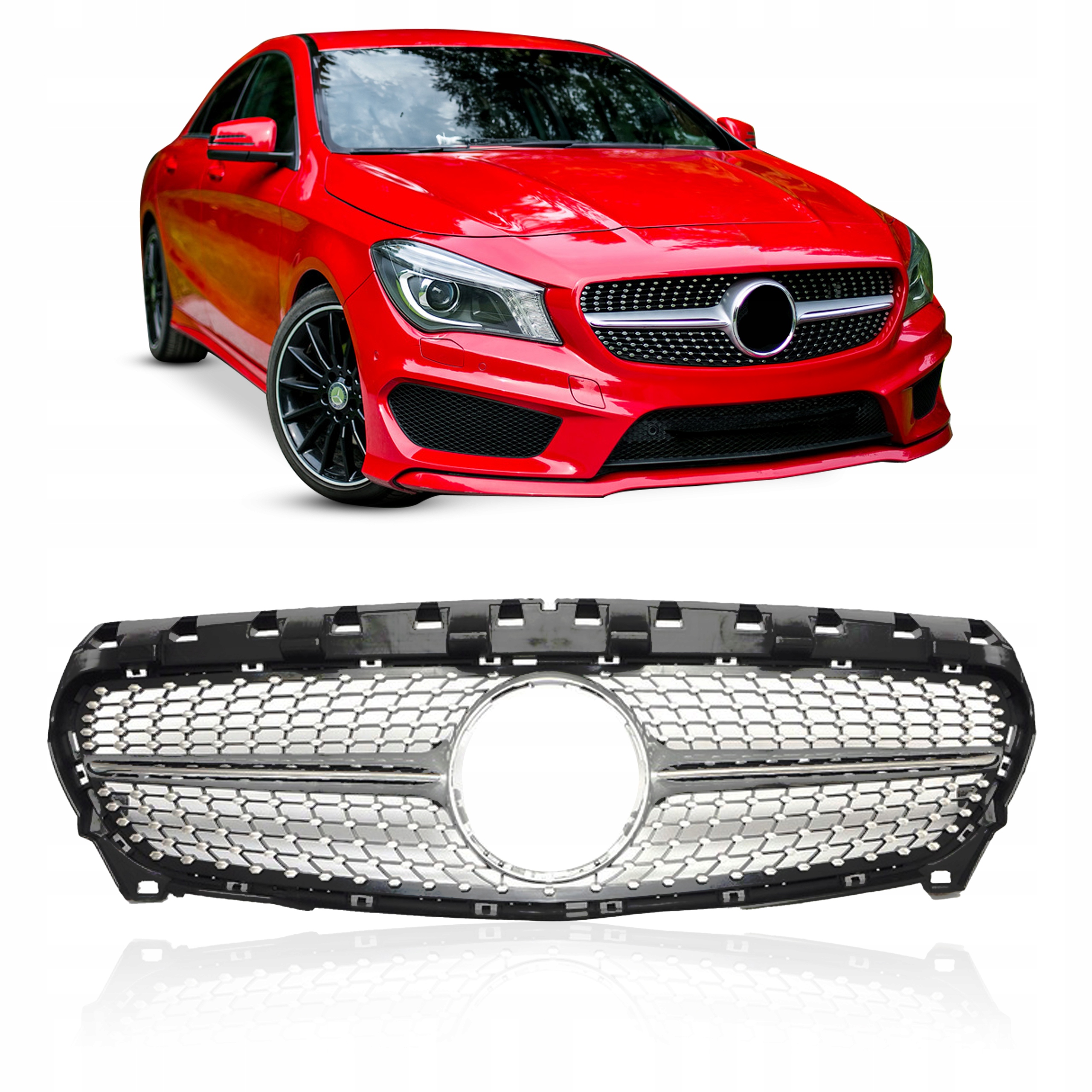 Mercedes Cla C117 W117 2013-2017 Maska Chladiče Diamond Stříbrný