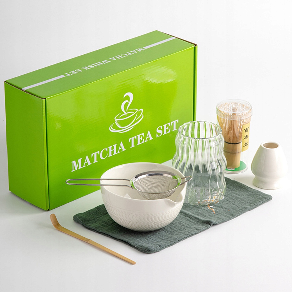 Levně Bambusový Dárková Sada Na Čaj Matchy Chashaku Šlehací Metla Lžíce 7EL