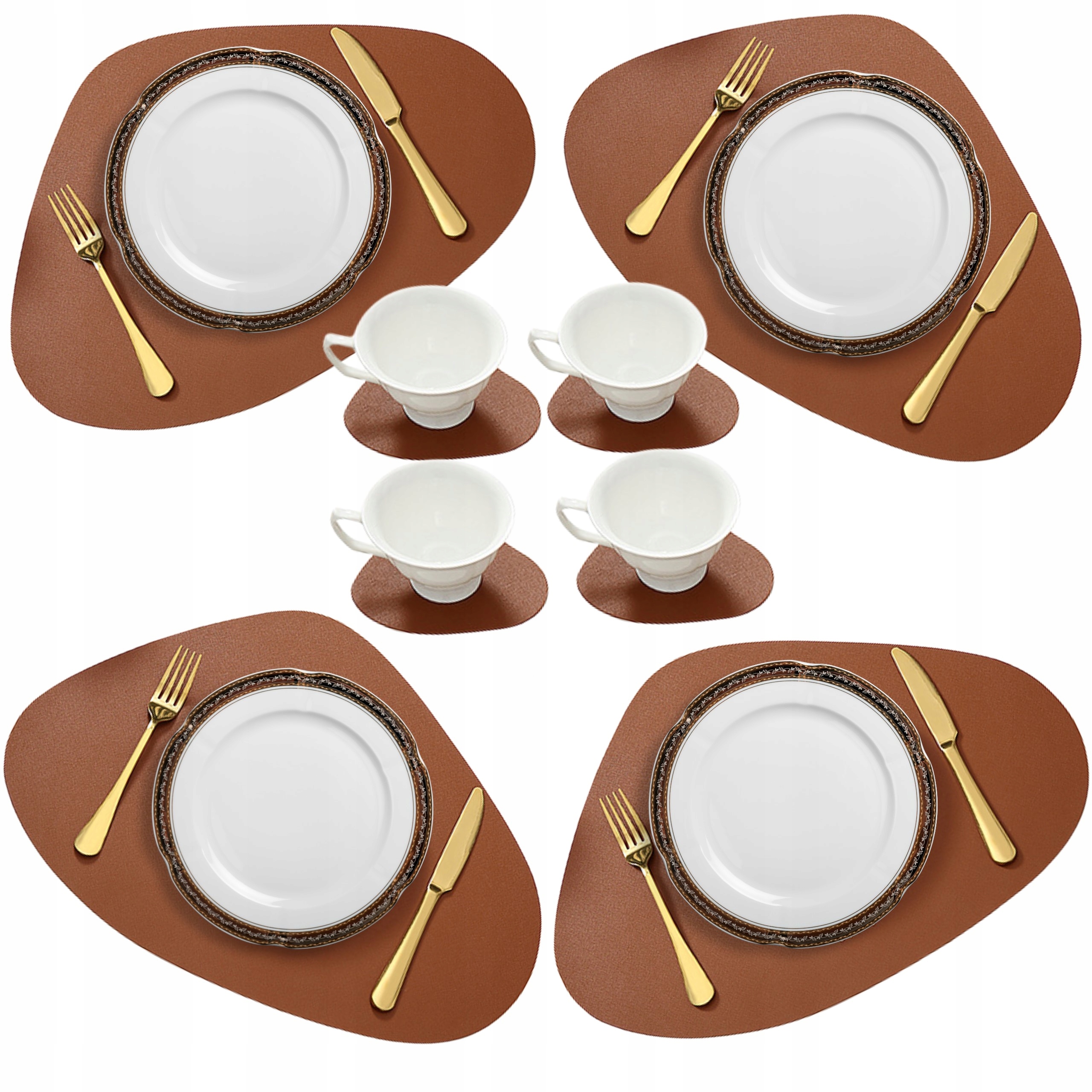 PODKŁADKA NA STÓŁ MATA SKÓRA BRĄZOWA ZESTAW 4