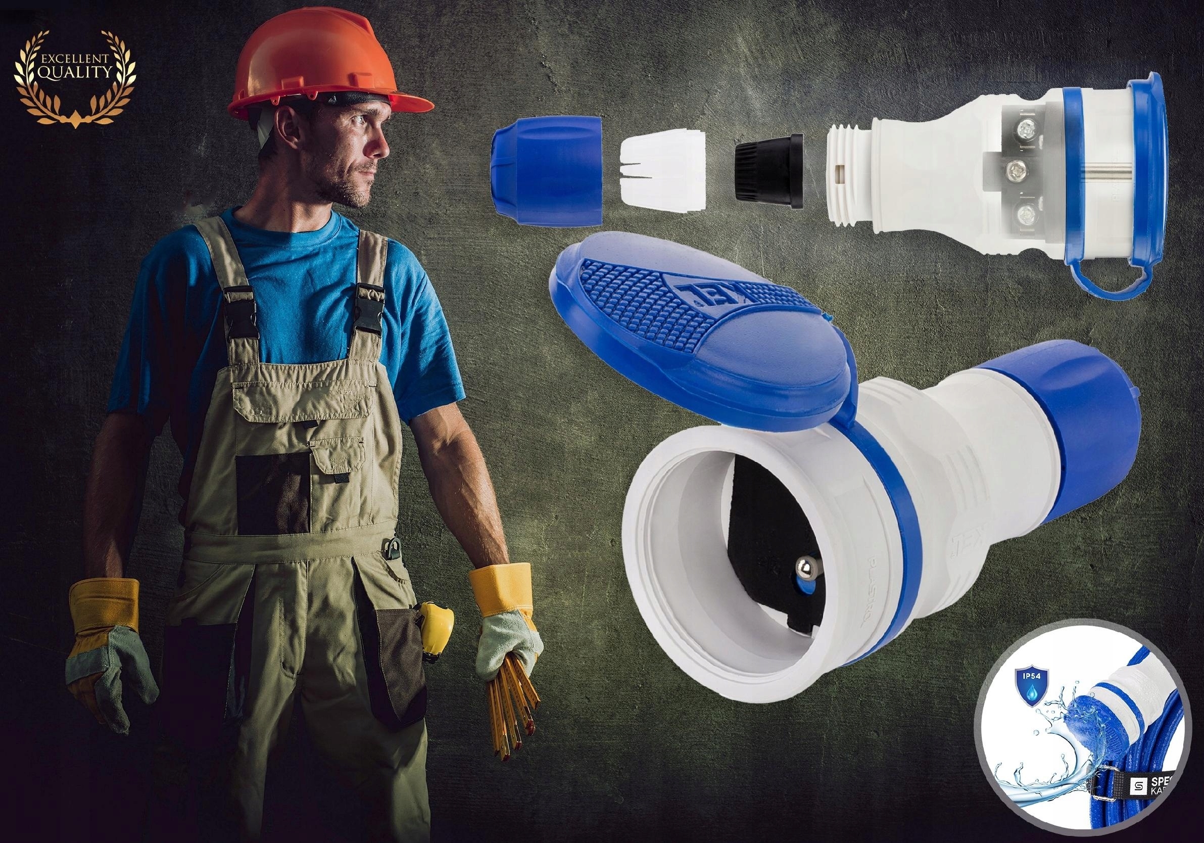 Gniazdo prądowe hermetyczne na kabel 16A 250V IP54 Rodzaj gniazda hermetyczne