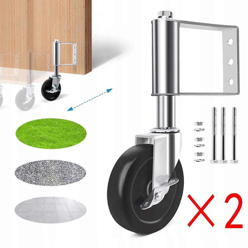 2×Pružinová otočná kolečka,Kolečka průměr 10 cm,Pružinové kolo,S brzdou